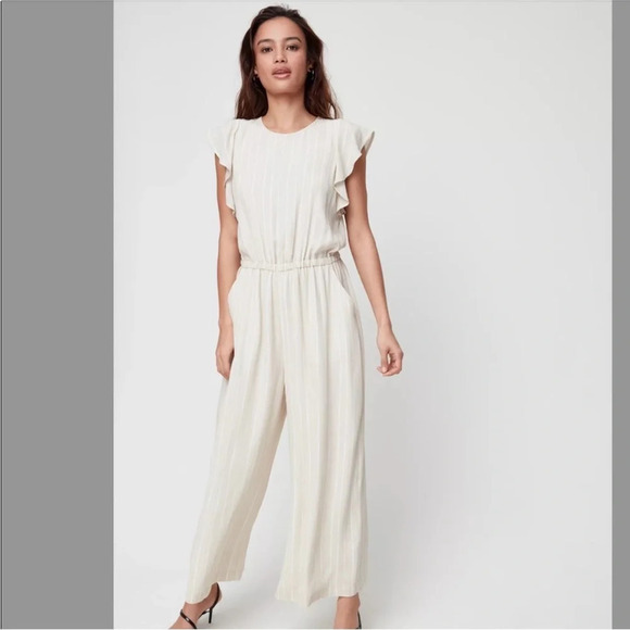 Aritzia Pants - Aritzia Wilfred Fleurette Striped Cream Jumpsuit- Size Large